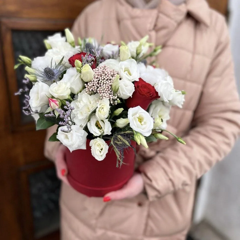 Букет в шляпной коробке