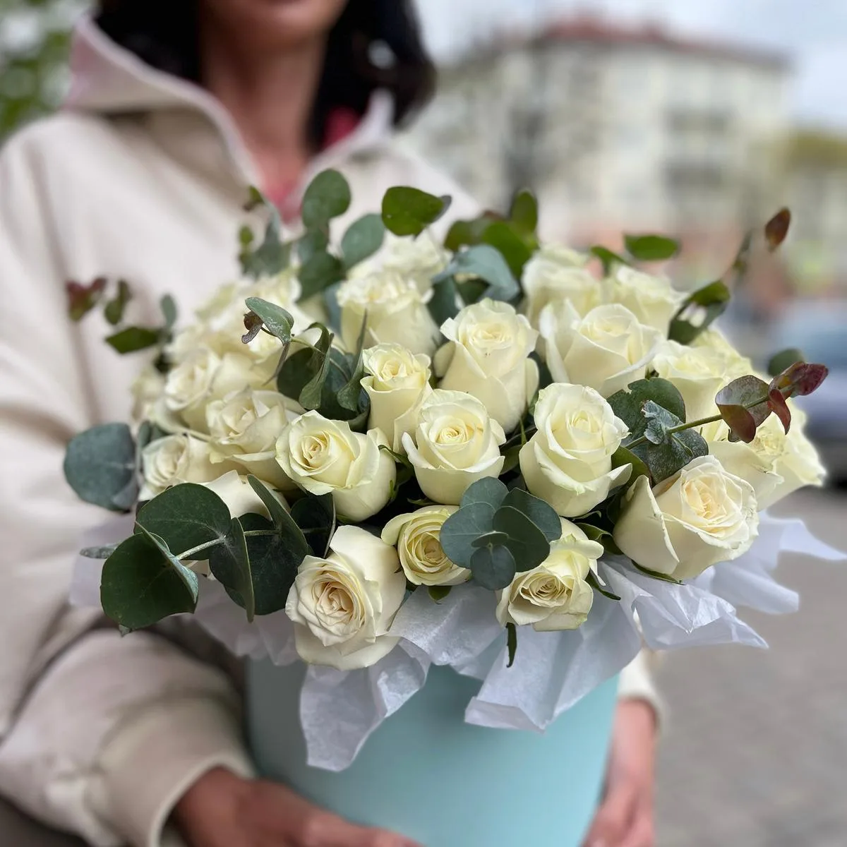 Цветы в коробке «Серцеедка» 51 роза